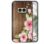 Coque noire taperso pour nothing phone 2a et 2a plus avec motif bois avec fleur rose