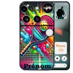 Coque noire taperso pour nothing phone 3 avec motif padel raquette personnalisee
