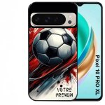 Coque noire taperso pour pixel 10 pro xl avec motif ballon foot avec prenom