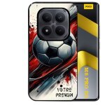Coque noire taperso pour poco m8 pro 5g avec motif ballon foot avec prenom