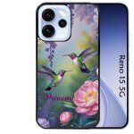 Coque noire taperso pour reno 15 5g avec motif colibri couple personnalise