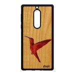 Coque nokia 5 bois silicone colibri design animaux portable rouge peinture ecologie oiseau noir pas cher ...