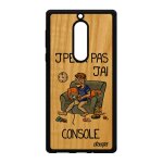 Coque nokia 5 en bois silicone j'peux pas j'ai console humoristique jeux video play portable geek gris ...
