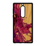 Coque nokia 5 bois silicone peinture caoutchouc design motif contemporain mobile marbre etui fait main ...