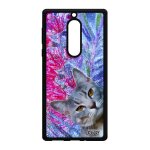 Coque nokia 5 silicone chat aluminium minou dessin chaton design felin fleurs animaux lolcat smartphone ...