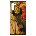 Coque note 10 bois silicone ane telephone peinture bourrique anesse case noir vert design animaux mule ...