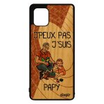 Coque note 10 lite bois silicone humour j'peux pas j'suis papy drole marron portable cadeau fete des ...