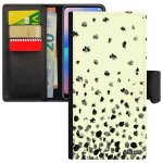 Coque note 10 simili cuir rabat porte cartes confettis pois gris effet motif design jolie housse romantique ...