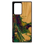Coque note 20 ultra en bois silicone peinture smartphone etui pas cher art nature decoratif jaune color� ...