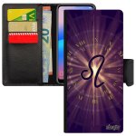 Coque note 20 ultra portefeuille signe lion magnetique galaxie etui violet soleil noir telephone rigide ...