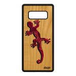 Coque pour note 8 bois silicone salamandre azteque noir design de samsung galaxy note 8