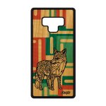 Coque pour note 9 bois silicone renard rus� vert femme ethnique a samsung galaxy note 9