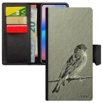 Coque oiseau redmi note 9s a rabat porte cartes effet gris nature dessin portable design animaux animal ...