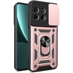 Coque oneplus 13 5g - bumper antichoc avec cache lentille, anneau magntique 360 et support, or rose