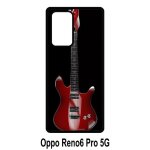 Coque pour oppo reno6 pro 5g - guitare red - silicone - noir