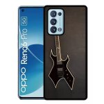 Coque pour oppo reno6 pro 5g - guitare rock n roll - silicone - noir