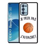 Coque pour oppo reno6 pro 5g - je peux pas j ai basket fond blanc - silicone - noir