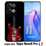 Coque pour oppo reno8 pro - guitare red - silicone - noir