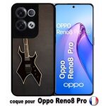 Coque oppo reno8 pro - guitare rock n roll - silicone - noir
