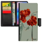 Coque orchid�e fleur pour a6 plus 2018 portefeuille original personnalis� femme love floral housse rouge ...