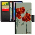 Coque orchide fleur iphone 12 / 12 pro cuir rabat portefeuille original tropical noir exotique rouge ...