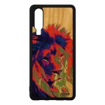 Coque p30 bois silicone lion lionne mobile housse animal pop art street art animaux peinture felin roi ...