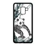 Coque panda samsung galaxy a8 2018 silicone gris de protection tatouage ecologie