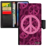 Coque peace and love iphone 6 6s cuir rabat portefeuille noir femme cover philosophie symbole espoir ...