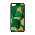 Coque peinture abstrait pour apple iphone 5c vrai bois silicone housse vert ronds design telephone fr�ne ...