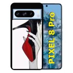 Coque pour pixel 8 pro - escarpins rouge et noir - silicone - noir