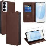 Coque portefeuille en cuir pu pour samsung galaxy s25 6, 2  - etui a rabat avec verre tremp inclus, ...