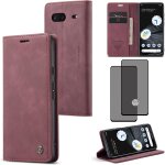 Coque portefeuille pour google pixel 7 - cuir synthtique rouge, fermeture magntique, 2 emplacements ...
