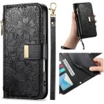 Coque portefeuille pour samsung galaxy s22 ultra 6, 8'' - cuir pu emboss fleurs, etui rabat antichoc ...
