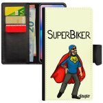 Coque de protection pour iphone 11 pro max simili cuir rabat super biker motard humour heros comique ...