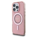 Coque de protection pour iphone 16 pro strass ring magsafe guess rose