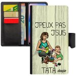 Coque de protection pour iphone x cuir a rabat j'peux pas j'suis tata humour bande dessin�e a clapet ...