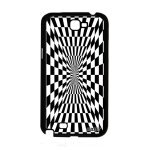 Coque de protection samsung note 2 silicone illusion d'optique cover noir magie art visuel effet carreaux ...
