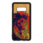 Coque de protection samsung s10e bois silicone lion roi souple fauve mobile pop art peinture felin motif ...