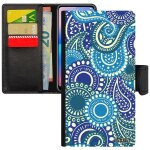 Coque rabat a7 2018 portefeuille motif cachemire leather femme noir case motif design fantaisie rigide ...