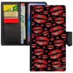 Coque rabat iphone 11 pro max simili cuir portefeuille levres femme dessin etui rouge bouche mobile de ...
