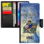 Coque rabat pour samsung a54 porte cartes j'peux pas y'a hand jpeux comique texte noir bleu je dessin ...