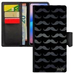 Coque rabat xiaomi redmi note 7 cuir portefeuille porte cartes moustache pipe gris portable etui chapeau ...