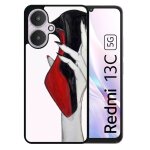 Coque pour redmi 13c 5g - escarpins rouge et noir - silicone - noir