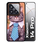 Coque pour redmi 14 pro - chat cravate - silicone - noir