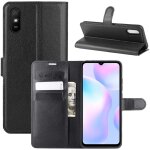 Coque redmi 9a, antichoc portefeuille etui housse en cuir a rabat flip cover case avec silicone bumper, ...