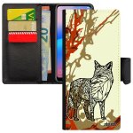 Coque renard galaxy note 20 rabat portefeuille ethnique art flip case motif peinture jolie etui tribal ...