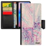 Coque renard samsung note 10 + plus en simili cuir rabat silicone plume smartphone montagne noir motif ...