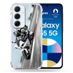 Coque renforc� pour samsung galaxy a55 5g moto course gp blanche