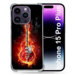 Coque renforc�e pour iphone 15 pro plus (6. 7) musique guitare electrique