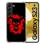 Coque renforc�e en verre tremp� pour samsung galaxy s23 plus tete de mort diable